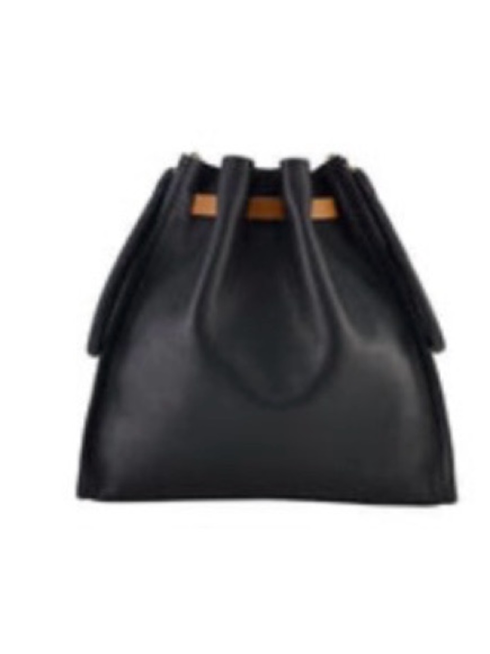 Tamara Mellon Black Leather "Kiss" Bag with Tan Strap/cream side panels